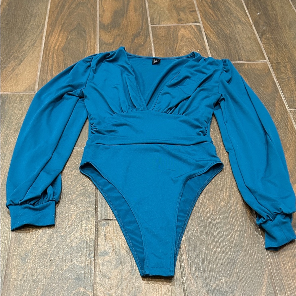 SHEIN Teal Long Sleeve Bodysuit